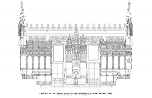 Catedral de Sevilla - Alzado interior del coro hacia el oeste 