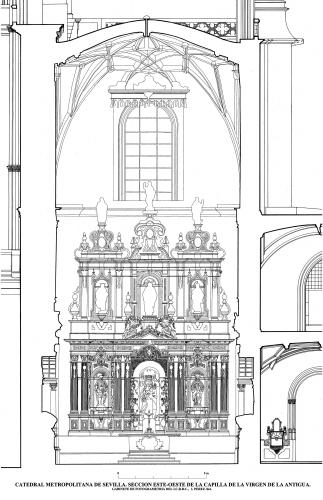 Catedral de Sevilla - Sección este-oeste Capilla Virgen de la Antigua 