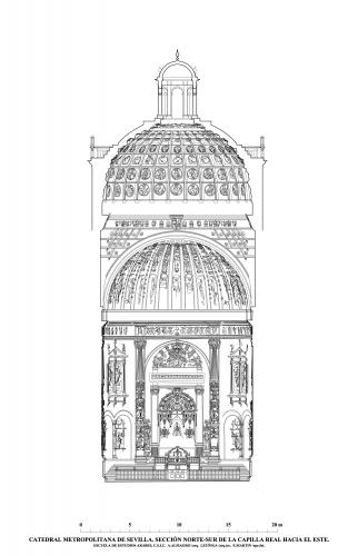 Catedral de Sevilla - Sección norte-sur Capilla Real hacia el este 