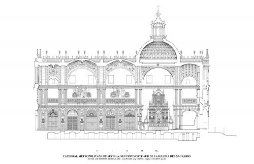 Catedral de Sevilla - Sección norte-sur de la iglesia del Sagrario 