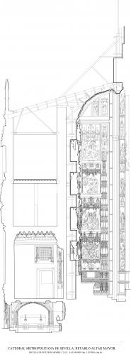 Catedral de Sevilla - Sección retablo mayor hacia sur