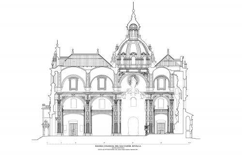 Colegiata del Salvador (Sevilla) - Sección longitudinal por la nave mayor