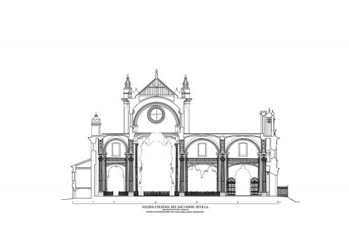 Colegiata del Salvador (Sevilla) - Sección longitudinal por la nave de la epístola