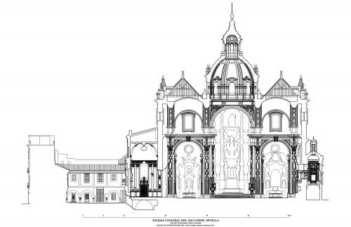 Colegiata del Salvador (Sevilla) - Sección transversal por el crucero