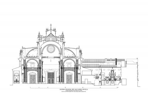 Colegiata del Salvador (Sevilla) - Sección transversal por los pies de la iglesia