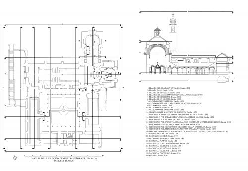 Cartuja de la Asunción (Granada) - Indice de planos