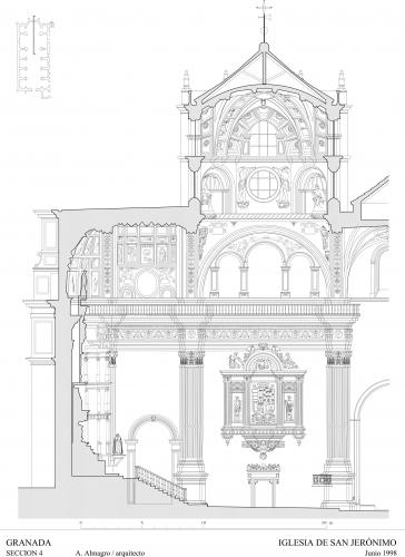 Monasterio de San Jerónimo (Granada) - Sección longitudinal del crucero