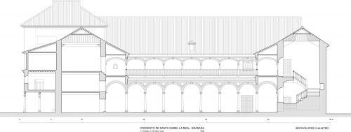 Monasterio Santa Isabel la Real (Granada) - Sección por claustro y escalera