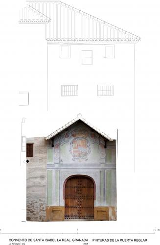 Monasterio Santa Isabel la Real (Granada) - Alzado puerta reglar con pinturas restaurada