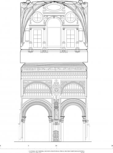 Catedral de Córdoba - Sección longitudinal por crucero norte