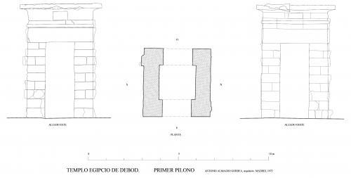 Templo de Debod (Madrid) - Primer pilono. Planta y alzados