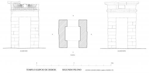 Templo de Debod (Madrid) - Segundo pilono. Planta y alzados