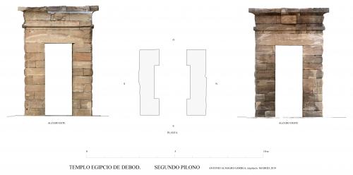 Templo de Debod (Madrid) - Segundo pilono. Planta y alzados. Ortoimágenes