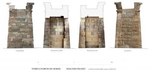 Templo de Debod (Madrid) - Segundo pilono. Secciones. Ortoimágenes