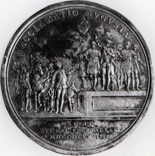 Medalla conmemorativa: Proclamación de Carlos IV como rey (prueba de reverso)