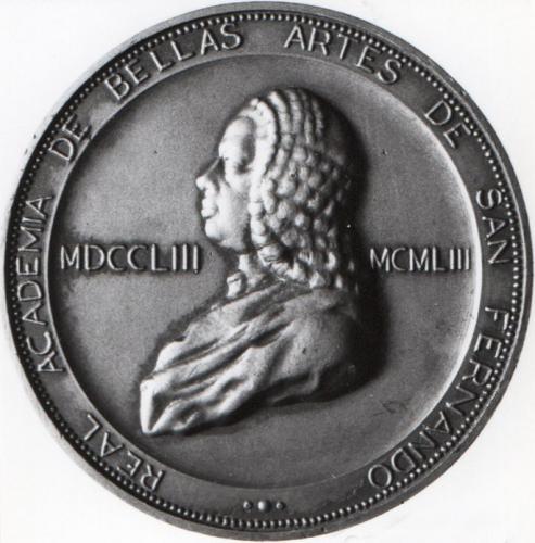 Medalla conmemorativa: Tercer centenario de la Fundación de la Real Academia de Bellas Artes de San Fernando por Fernando VI