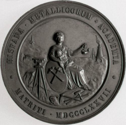 Medalla conmemorativa: Fundación de la Academia de los Metales de Madrid por Carlos III