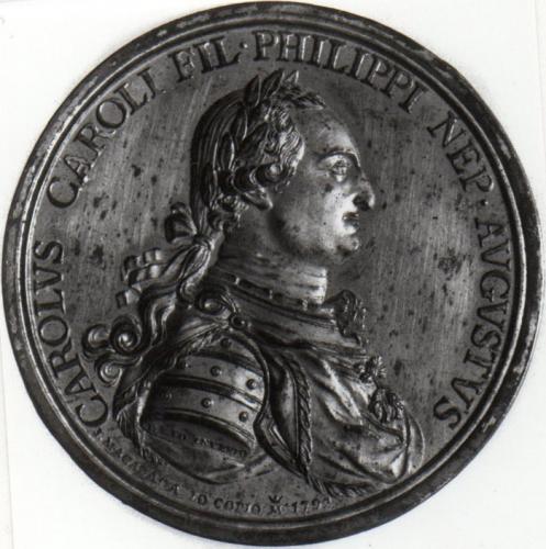 Medalla conmemorativa: Proclamación de Carlos IV (prueba de anverso)