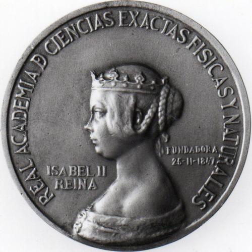 Medalla conmemorativa: Isabel II fundadora de la Real Academia de Ciencias Exactas, Físicas y Naturales