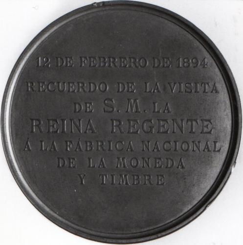 Medalla conmemorativa: Visita de Mª Cristina de Habsburgo a la Fábrica Nacional de Moneda y Timbre