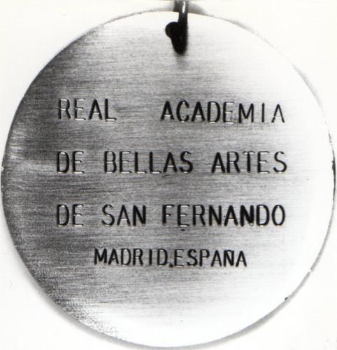 Medalla conmemorativa: nombramiento de Académica de Honor a la Academia de Bellas Artes