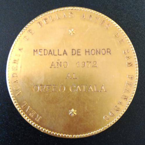 Medalla conmemorativa: Medalla de honor al Orfeó Catalá