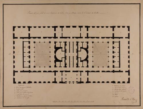 Planta principal de Academia de bellas artes y museo para Sevilla