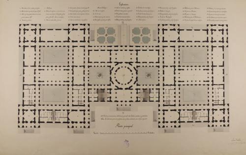  Planta principal de una academia y museo de ciencias naturales y exactas