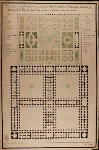 Planta baja de Gabinete de Historia Natural con habitaciones para dependientes y catedráticos