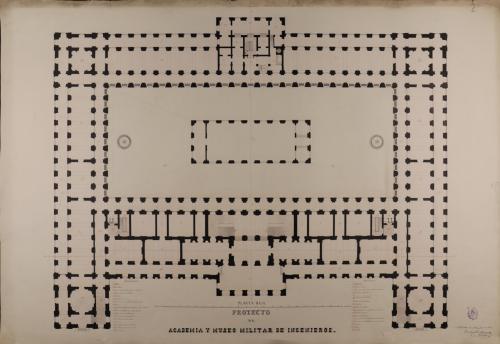 Planta baja de una academia y museo militar de ingenieros