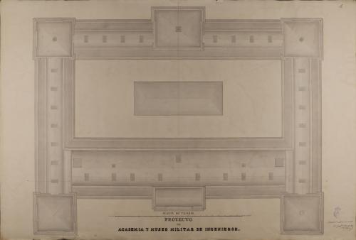 Planta de tejados. de una academia y museo militar de ingenieros