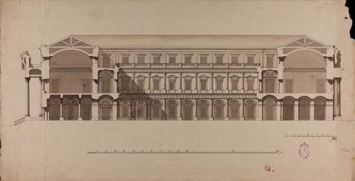 sección longitudinal de una Academia de tres nobles artes.