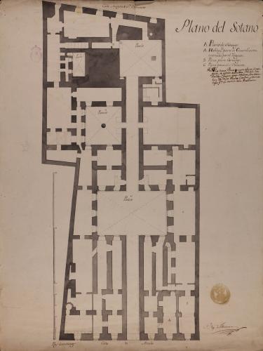 Planta sótano del Palacio de Goyeneche para sede de la Real Academia de San Fernando