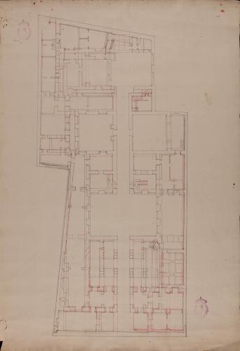 Planta sótano y baja del palacio de Goyeneche para sede de la Real Academia de San Fernando