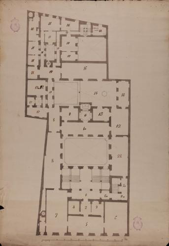 Copia de la planta principal del Palacio de Goyeneche para sede de la Real Academia de San Fernando