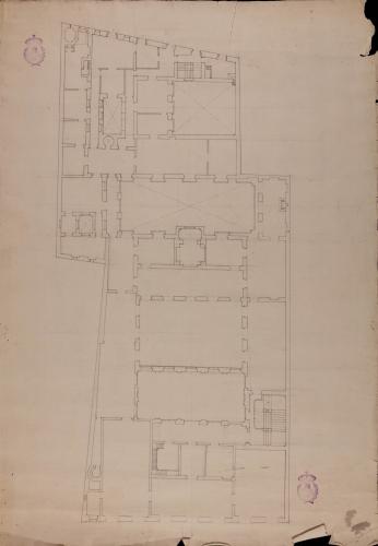 Planta de la segunda planta del palacio de Goyeneche para sede de la Real Academia de San Fernando