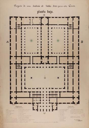 Planta baja de una Academia de nobles artes para Madrid