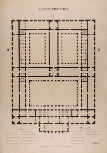 Planta principal de una Academia de nobles artes para Madrid