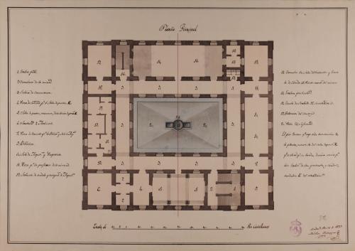 Planta principal de una Academia para las tres nobles artes y ciencias matemáticas como la que existe en Valladolid