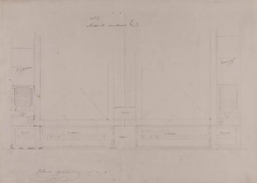 Croquis de planta de un museo anatómico en un colegio de medicina