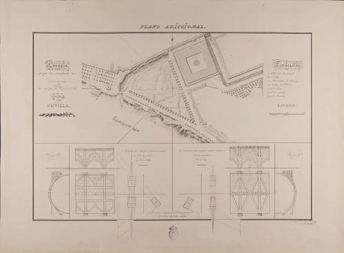 Plano topográfico y detalles del extradós e intradós de una universidad para Sevilla
