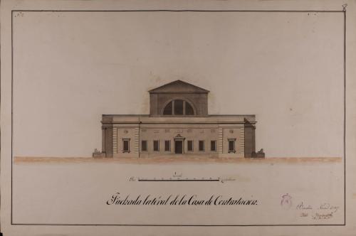 Alzado de la fachada lateral de una casa de contratación para Tarragona