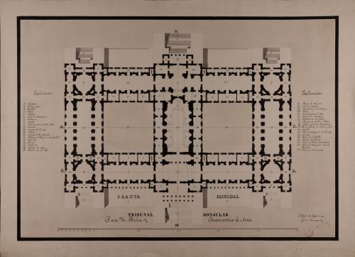Planta principal de un tribunal consular, casa de bolsa y conservatorio de artes