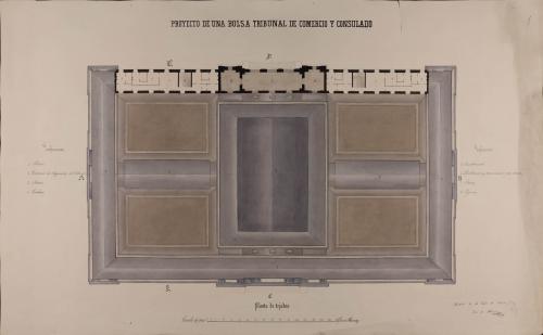 Planta de tejados de una Bolsa, tribunal de comercio y consulado