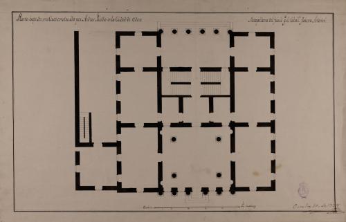 Planta baja de una casa palacio construida por Andrés Paladio en la ciudad de Udine