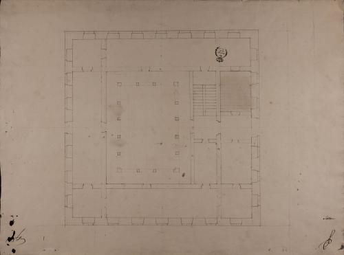 Croquis de la planta de una casa para un caballero hacendado de cien pies en cuadrado