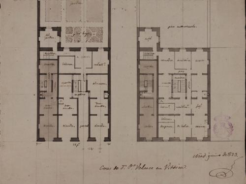 Plantas baja y de entresuelo de la casas de Pedro Velasco en Vitoria