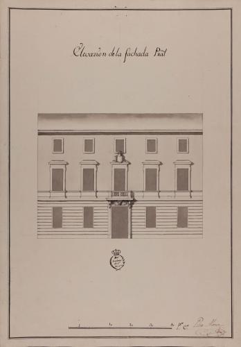Alzado de la fachada principal de una casa para un caballero particular destinada a una ciudad