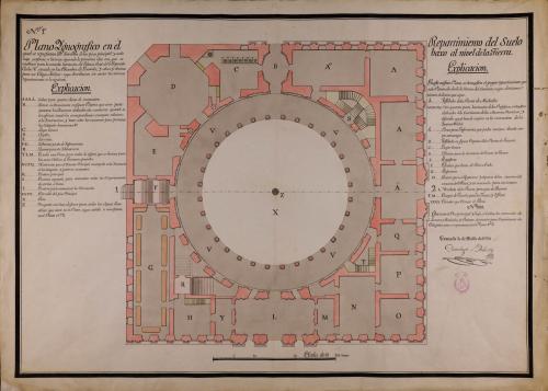 Planta baja del palacio de Carlos V en la Alhambra