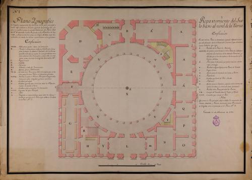 Planta baja del palacio de Carlos V en la Alhambra